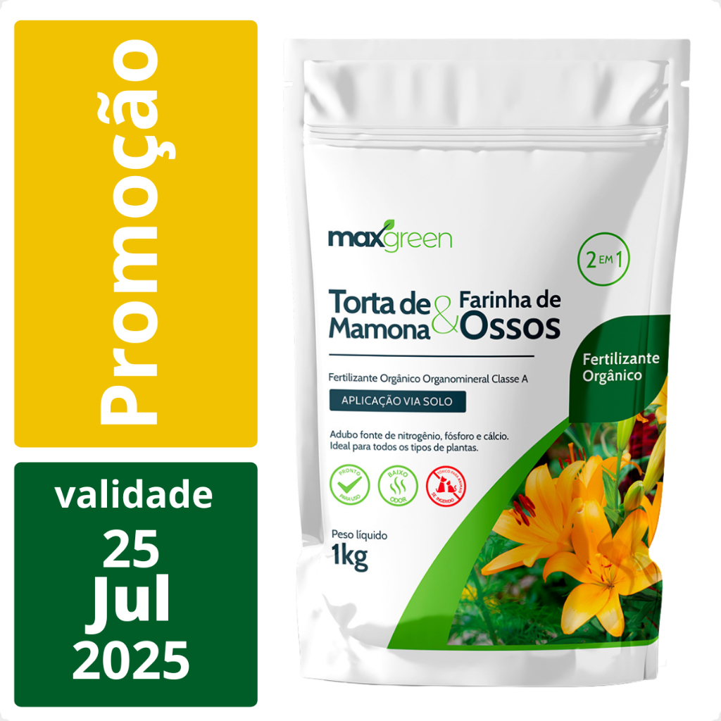 Maxgreen Torta de Manona e Farinha de Ossos Fertilizante Orgânico - 1 Kg - Home & Living