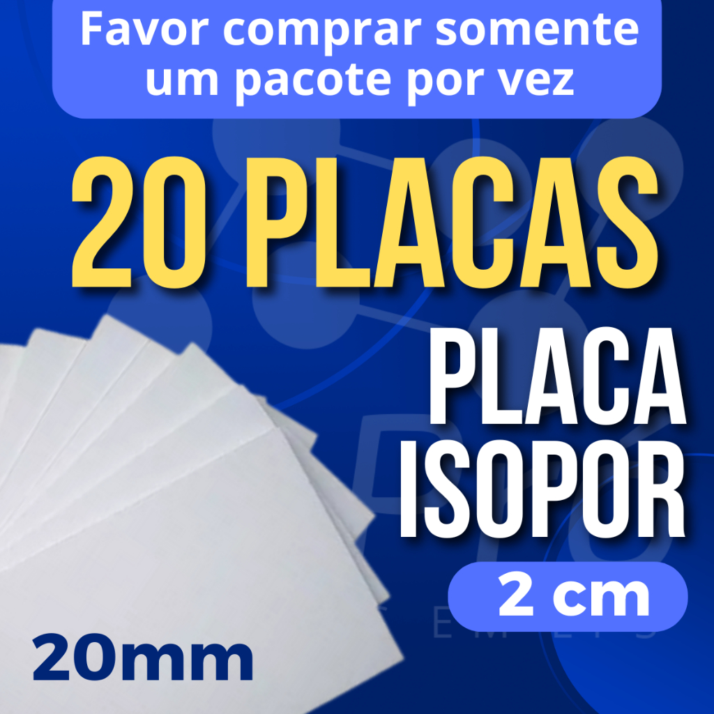 KIT 20 PLACAS DE ISOPOR EPS ANTICHAMAS COM 2 CM DE ESPESSURA - TÉRMICO - ANTICHAMAS - FORRO - PAREDE em Oferta na Shopee