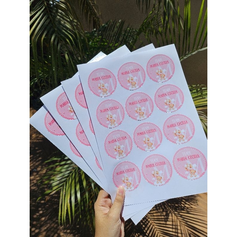 Adesivos Chá Revelação Personalizados | Team Menino ou Menina, ursinho azul e rosa, decoração pra festa e Lembrancinhas