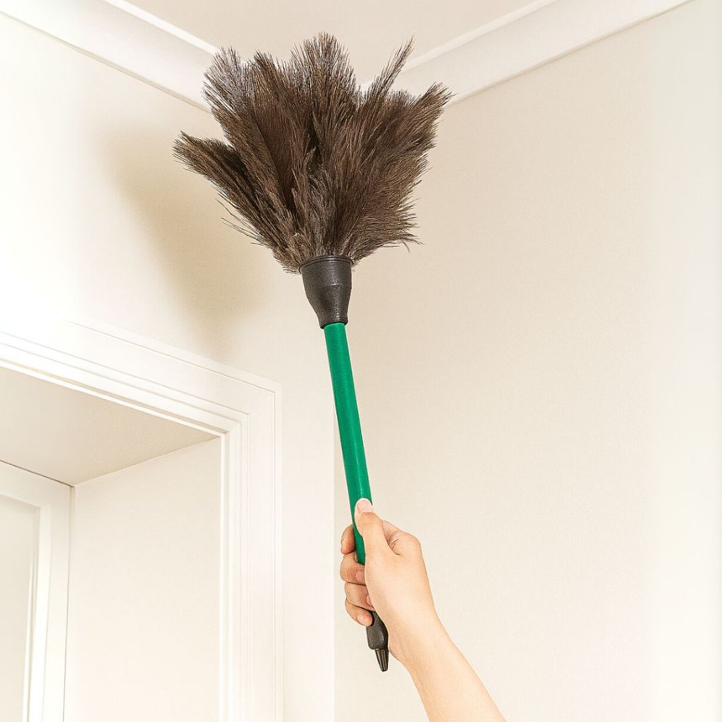 Espanador de pó pequeno com Penas de Avestruz Limpeza Prática Cuidado com a casa