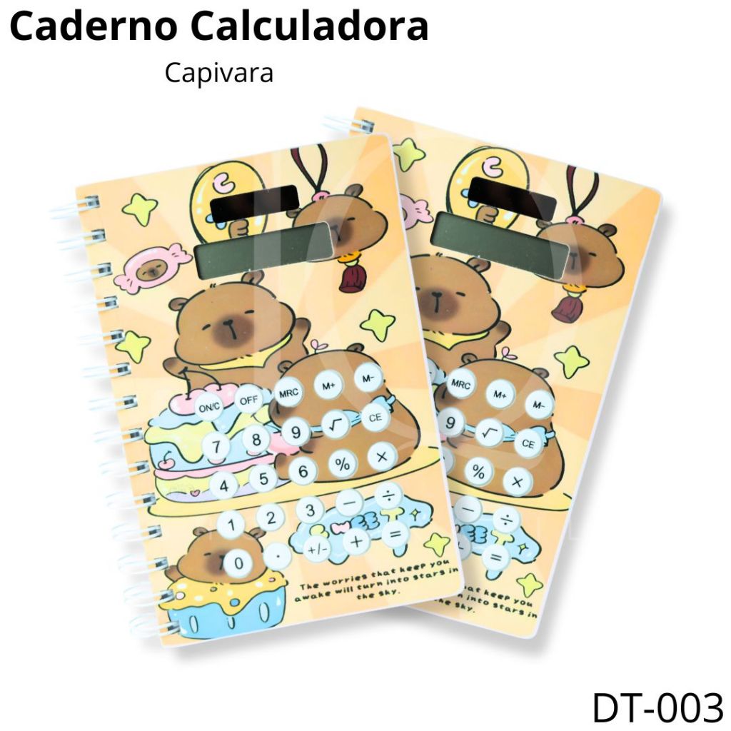 Agenda com Calculadora Modelo Capivaras Rosa/Marrom - Papelaria Criativa