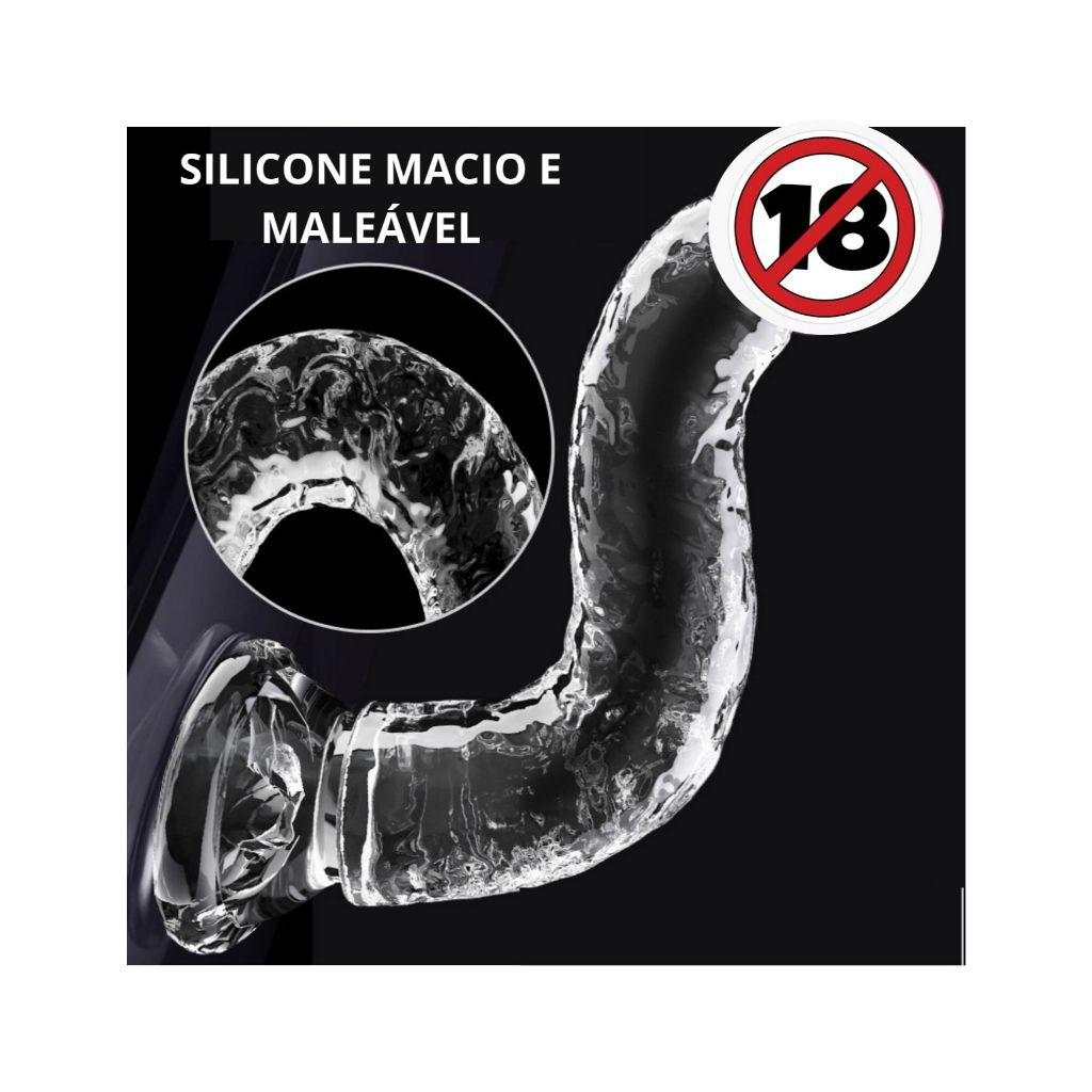 Penis silicone borracha transparente maleavel macio realista texturizado grosso ponta grossa em Oferta na Shopee