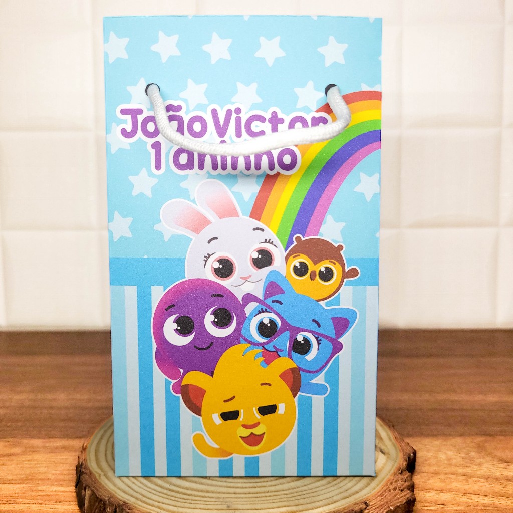 Sacolinha (P) Personalizada Lembrancinha Bolo Fofo Azul.