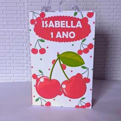 Sacolinha surpresa Cerejinha Cereja  Personalizada Lembrancinhas- PEGUE E MONTE