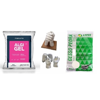 Kit Escultura Pézinho, Mãozinha Alginato Algigel E Gesso Pedra Branco Asfer Tipo 3 em Oferta na Shopee