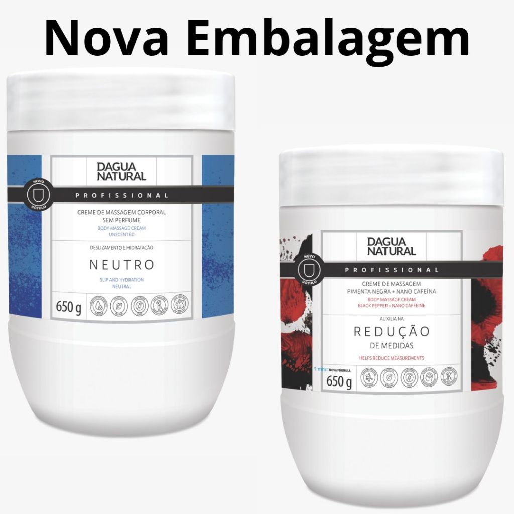 Kit D'agua Natural Com Creme Neutro 650g + Creme Pimenta Negra 650g
