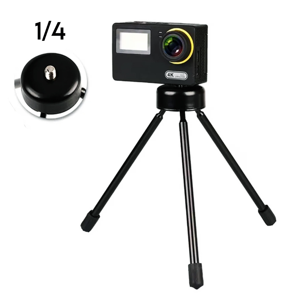 Tripé de Mesa 19cm Metal Rosca 1/4 para Celular Câmera Ring Light Webcam