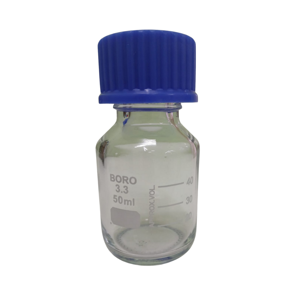FRASCO REAGENTE, BORO 3.3, 50ML GRAD, TAMPA ROSCA AZUL