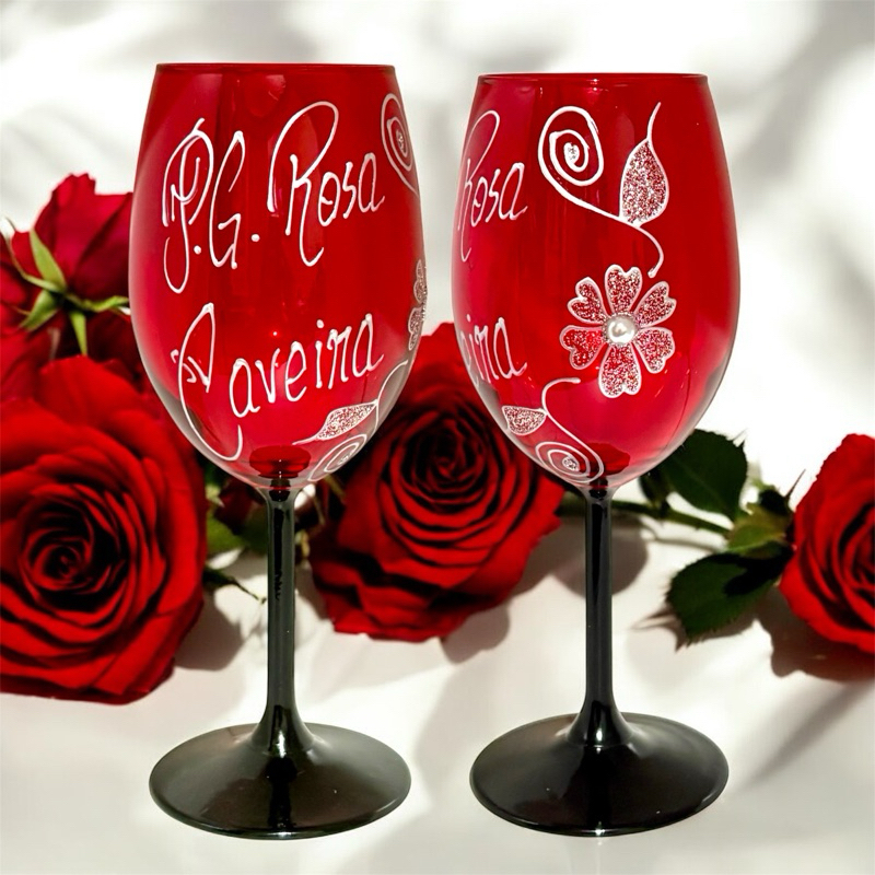Taça decorada para Pomba Gira Rosa Caveira