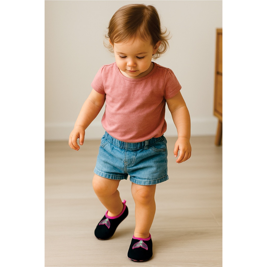 Sapatilha Infantil Meia Calçado Sereia Antiderrapante Confortável Calce Fácil Menina Magicc S-110