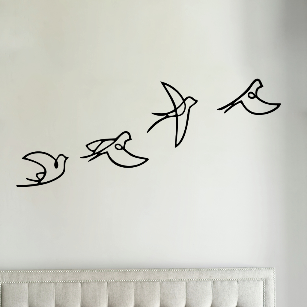 Quadro Decorativo Vazado Pássaros Minimalistas MDF 3mm Preto Fosco em Oferta na Shopee