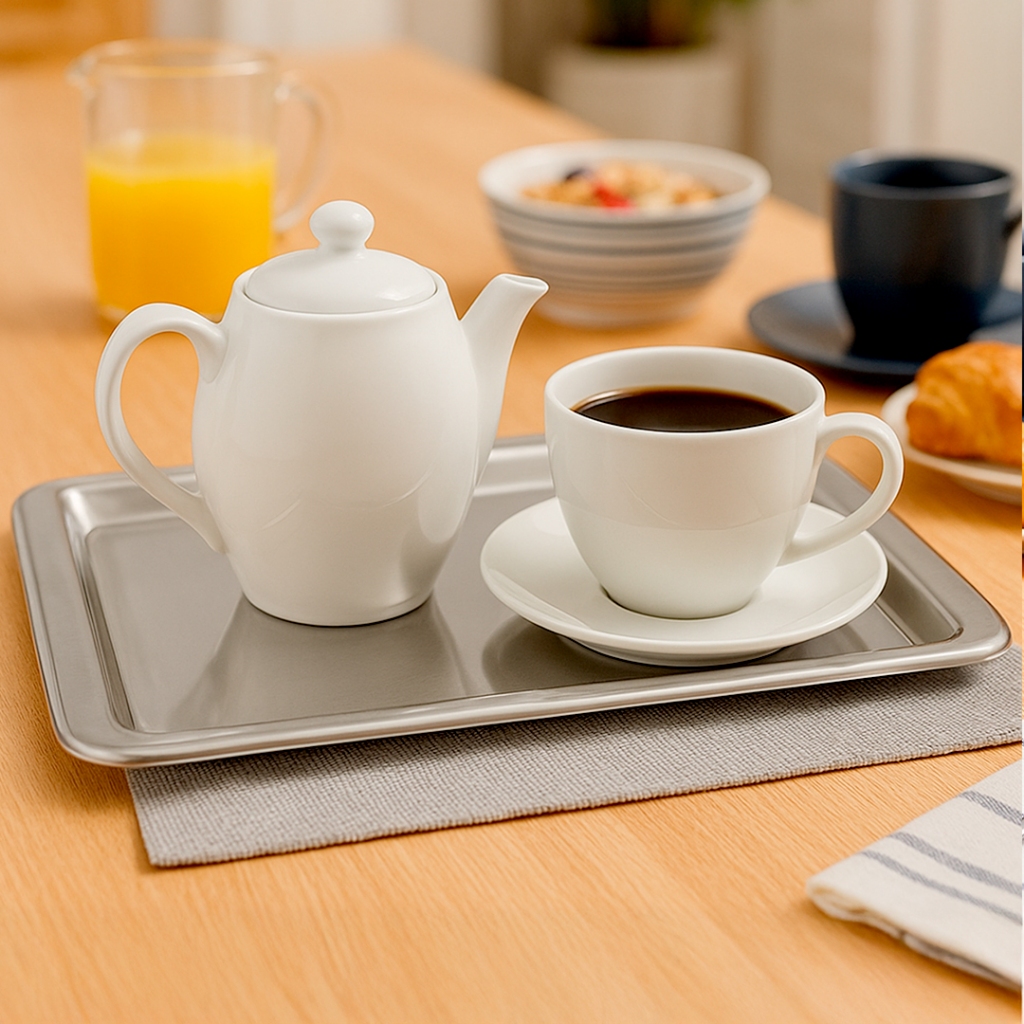 Bandeja Inox Retangular 30x15 Espelhada – Ideal para Café, Lanches em Oferta na Shopee