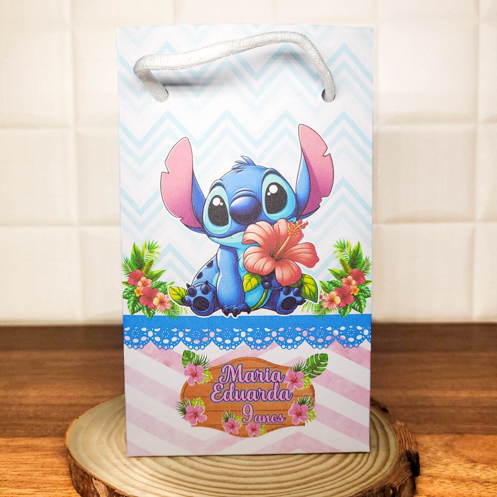 Sacolinha (P) Personalizada Lembrancinha Stitch.