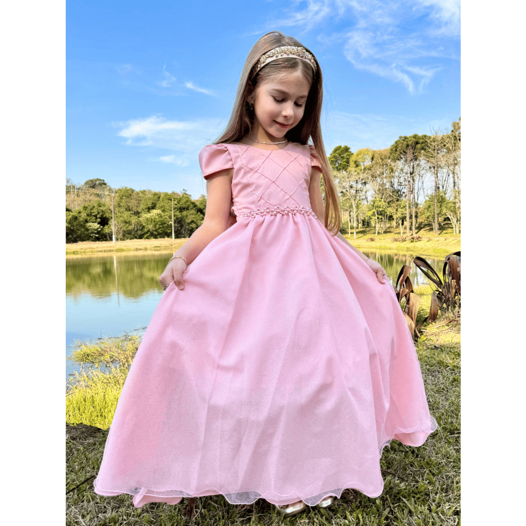 Vestido Longo Dama de Honra Luxo Voal E Brilho - Várias Cores em Oferta na Shopee