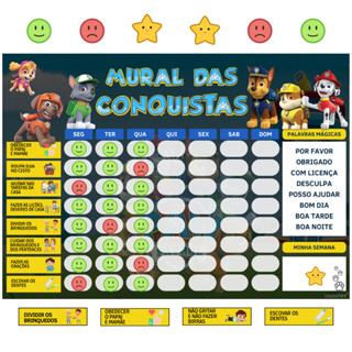 Meus Hábitos Diários com a Patrulha Canina –Quadro Tarefas e Rotina em Oferta na Shopee