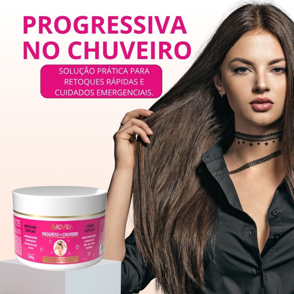 Máscara Capilar Progress Progressiva No Chuveiro Creme De Tratamento Super Hidratante Alisamento Sem Formol 300g Arovida