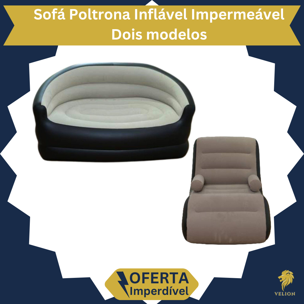 Poltrona Sofá Inflável Impermeável Área Externa ou Interna Espreguiçadeiras com Bomba Inclusa