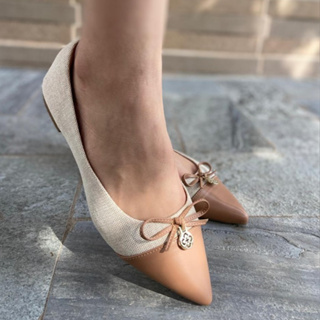 Sapatilha Feminina Tecido Rafia e Napa Whisk Laço c/ Medalha 0641 Elegante Moderno para o Dia a Dia em Oferta na Shopee