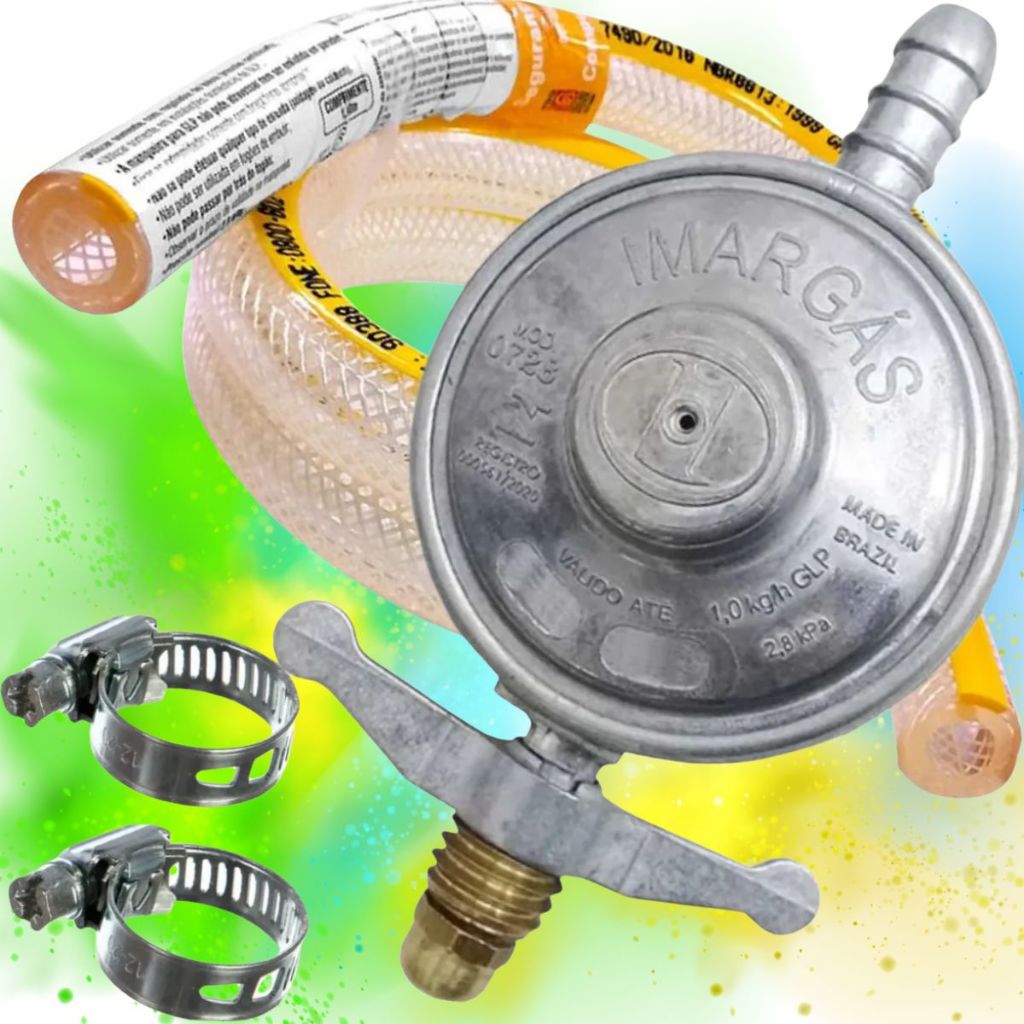 Kit Registro Regulador de Gás de Cozinha Mangueira + Abraçadeira Envio Rápido em Oferta na Shopee