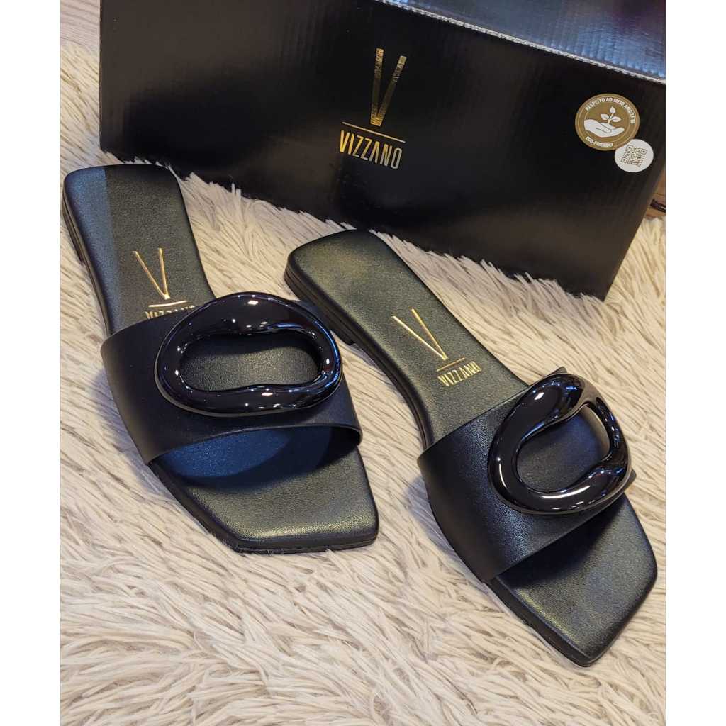 Rasteira Vizzano 6553.101 Rasteira Básica e Elegante (Produto Original) - Preto/Mocca