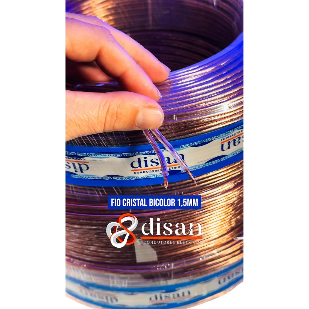 Fio Cordão Bicolor Som automotivo Paralelo 1,5mm cristal Disan em Oferta na Shopee