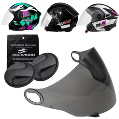 Viseira Antirrisco P/ Capacete New Liberty 3 (Aberto) + Botões Laterais