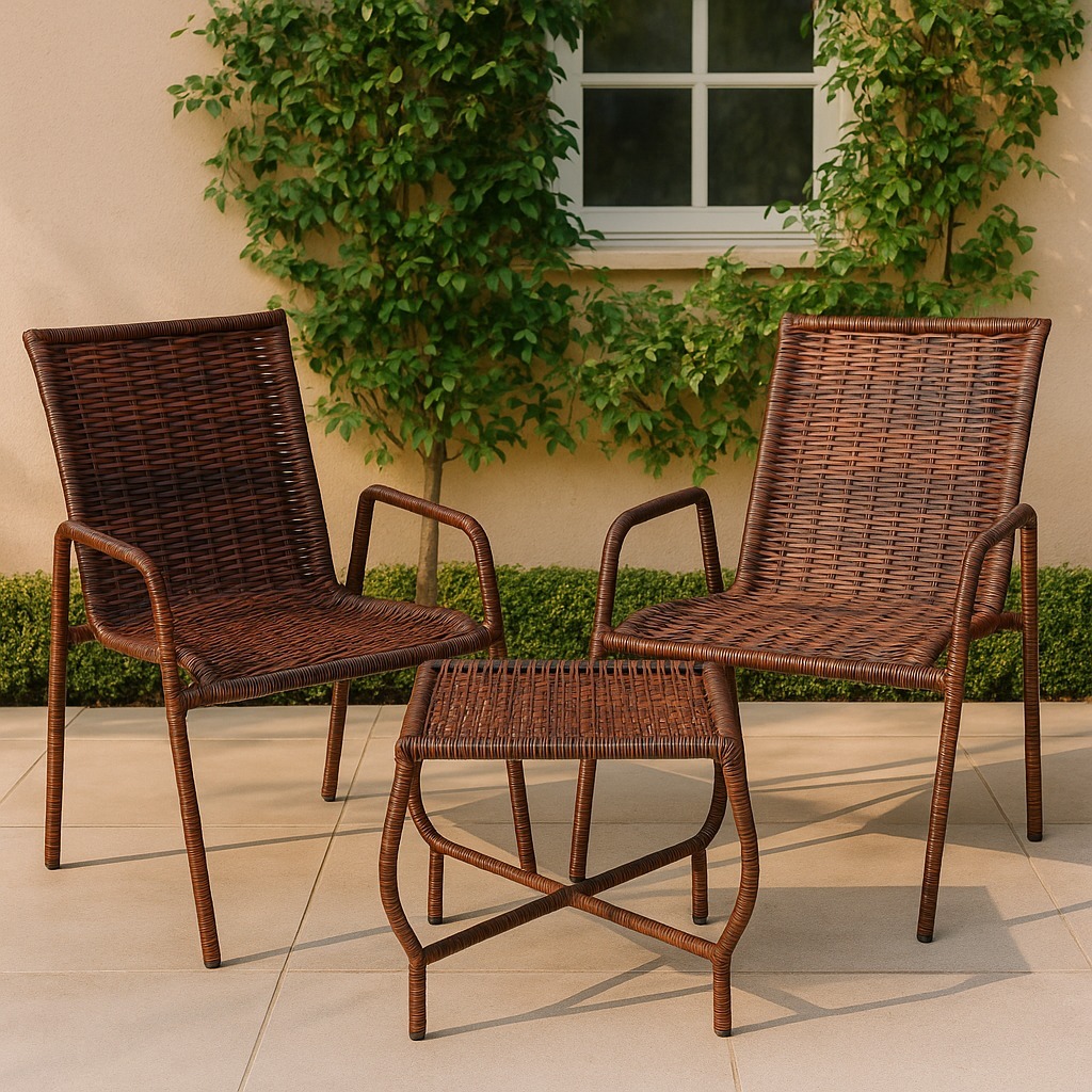 Kit 2 Cadeiras e Banqueta Em Junco Sintético Estrutura Aço Para Varanda Área Externa Lazer Alpendre - AV em Oferta na Shopee