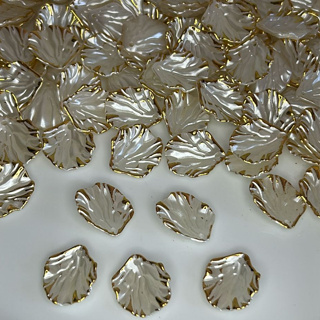 Pétala Com Friso Branco Dourado P/Colares Brinco Chaveiro la em Oferta na Shopee