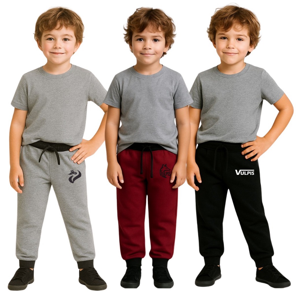 Kit 3 Calças Infantil Moletom Jogger Unissex Flanelada Confortavel Envio Rapido