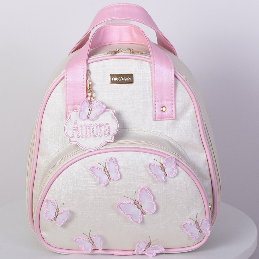 Mochila Maternidade Menina Celina Borboletas Pérola/Rosa - 01 Peça