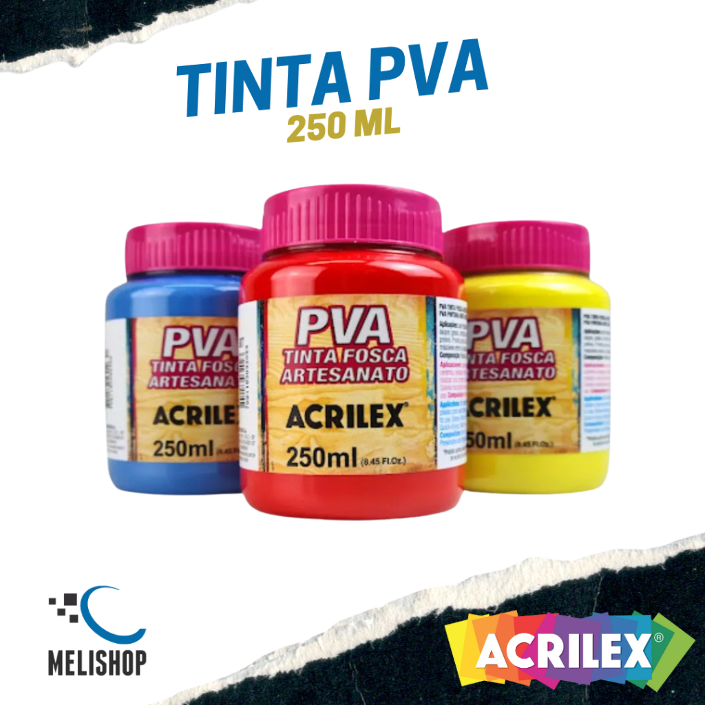 Tinta PVA Fosca Para Artesanato 250ml Original Alta Cobertura Secagem Rápida Acrilex