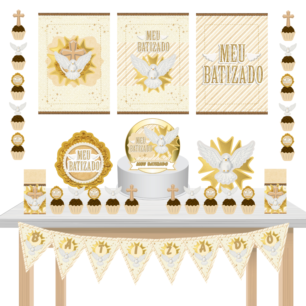 KIT festa - Kit só um Bolinho Batizado (LEIA A DESCRIÇÃO) em Oferta na Shopee