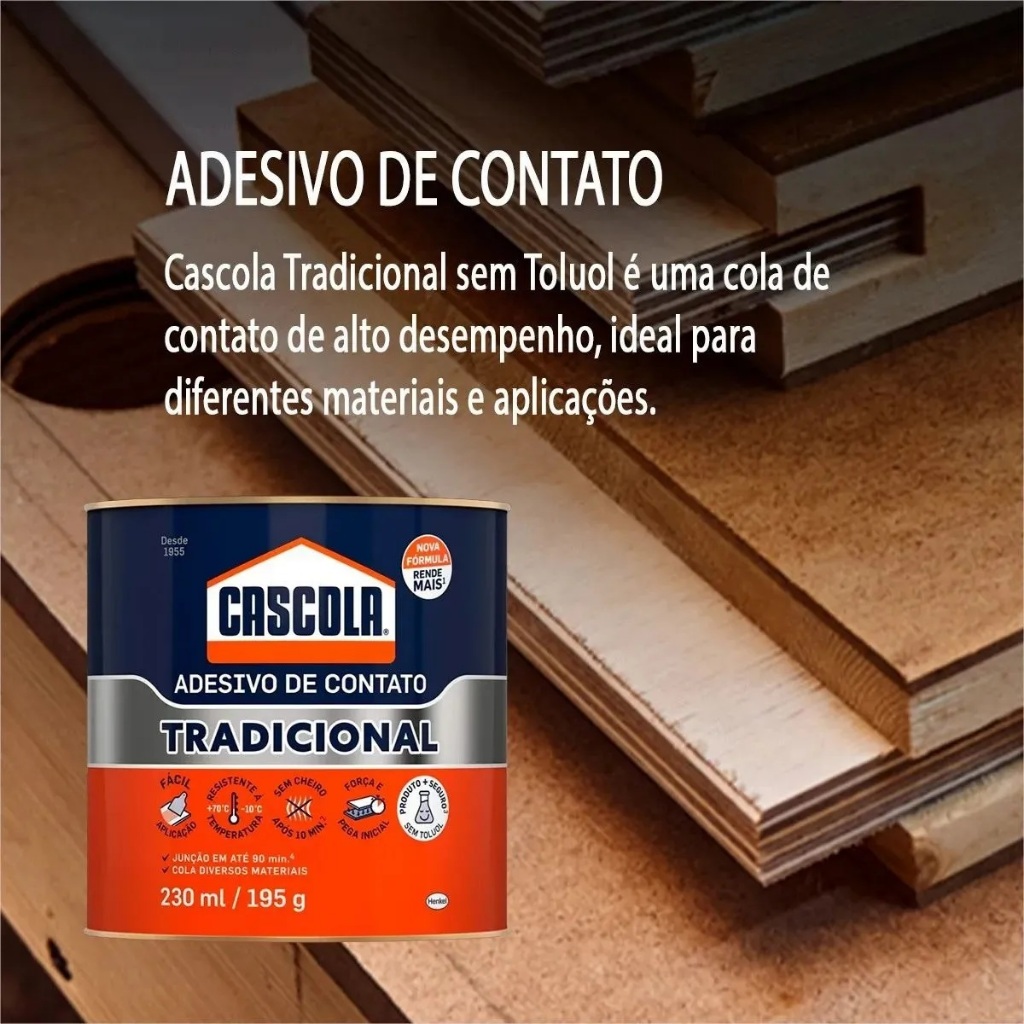 Cola Cascola 195g Adesivo De Contato Multiuso Secagem Rápida Tradicional sem Toluol — imagem 2 de 2