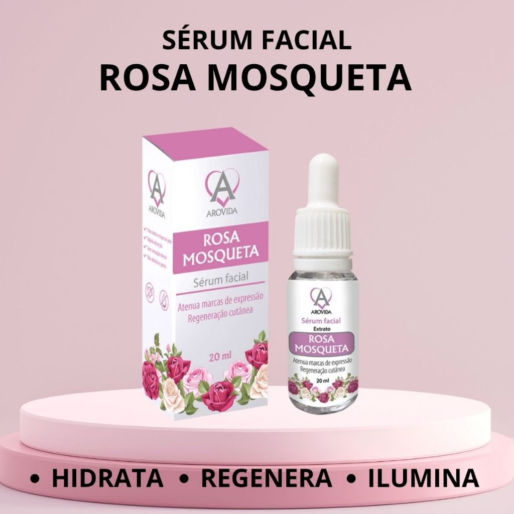 Sérum Facial Rosa Mosqueta Arovida 20ml Anti-Idade, Rejuvenescimento e Hidratação Profunda para Todos os Tipos de Pele