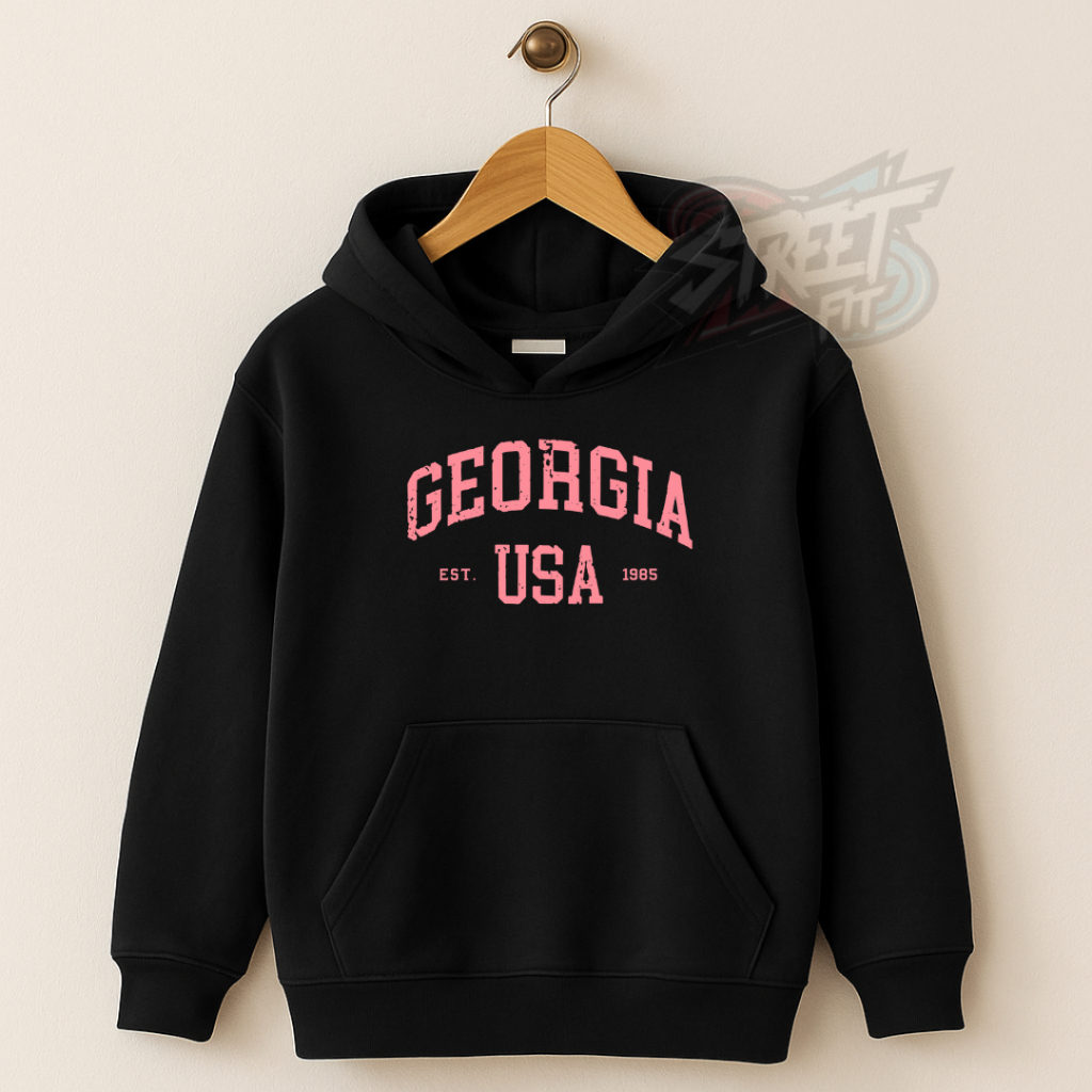 Blusa de Frio Infantil Feminino Georgia Flanelado Moletom com Capuz e Bolso Canguru Juvenil