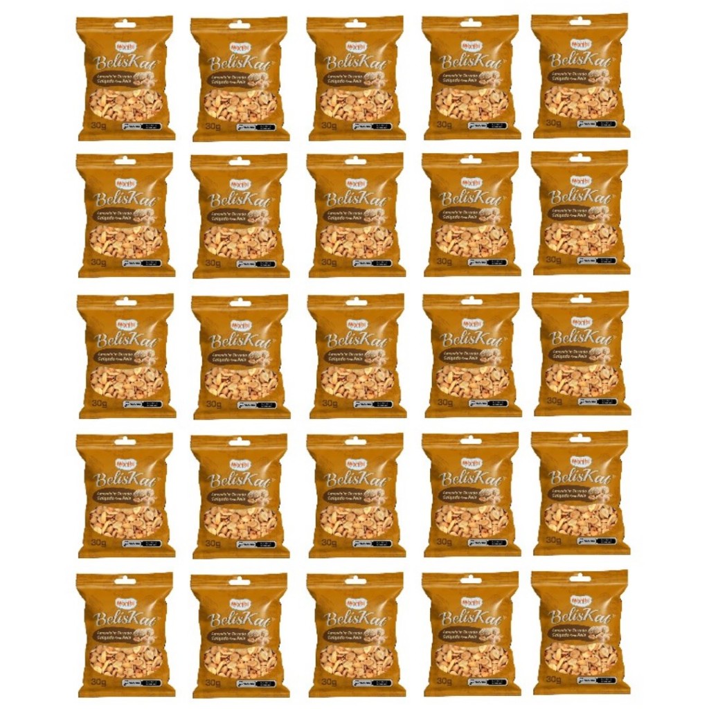 Imagem Kit c/ 25 Pacotes Amendoim Torrado Salgado Sem Pele 30g - Pacote com 750g - Beliskat