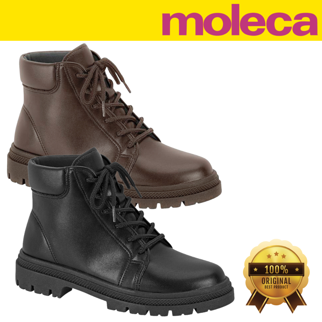 Bota Feminina Coturno Moleca Cadarço Cano Curto Salto Baixo Tratorado Casual Napa Estilo Original