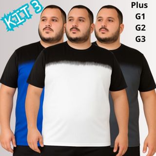 KIT3 Camisa/Camiseta Plus Dry Fit  D'grade Mascullina Manga Curta Respirável -Academia-Corrida-Trein em Oferta na Shopee