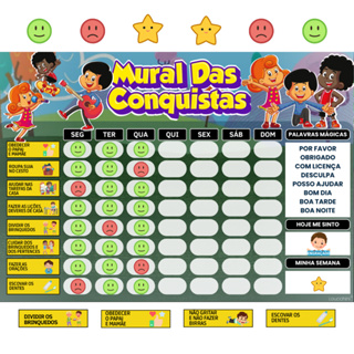 Quadro de Rotina Diária E Tarefas Infantil Tema 3 Palavrinhas Incentivo ao Bom Comportamento em Oferta na Shopee