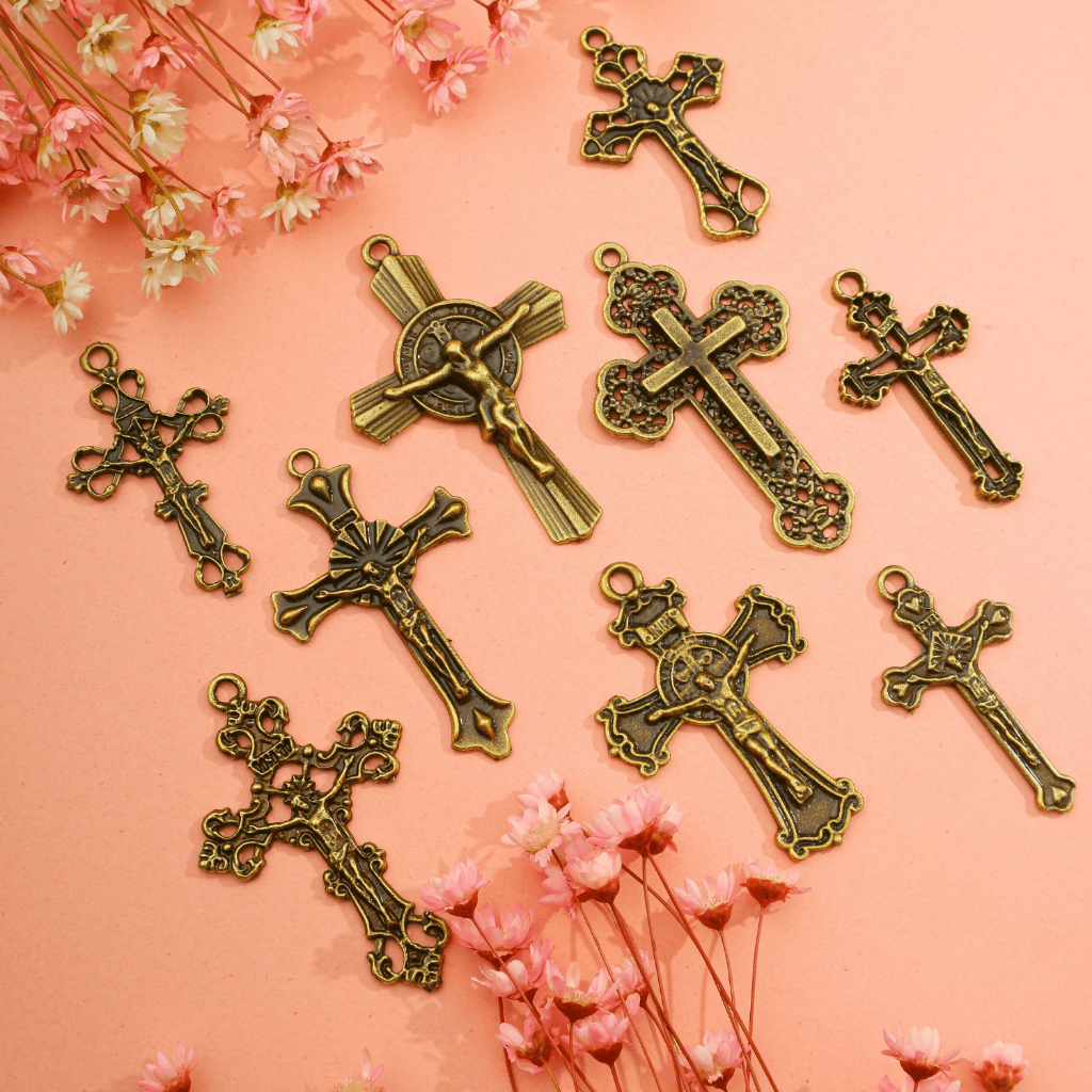 Crucifixo Para Terço Ouro Velho Alta Qualidade Peças Montagem Para Terços em Oferta na Shopee