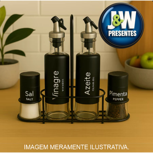 Galheteiro Dosador kit 5 PÇAS Porta Azeite Vinagre Sal e Pimenta Condimentos Utensílios De Cozinha em Oferta na Shopee