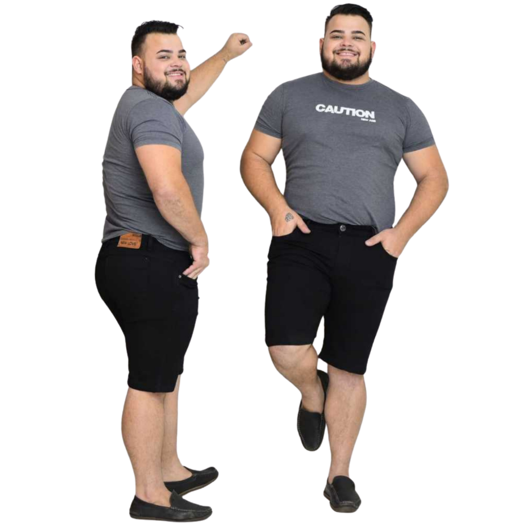 Bermuda Short Masculina Plus Size no Jeans Casual Com Elastano Tamanho Grande Moda Maior 48 ao 54