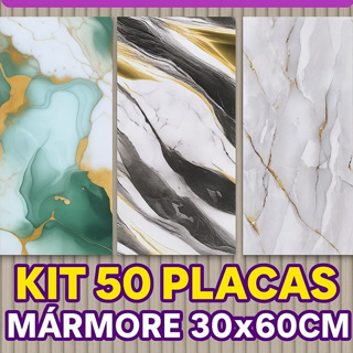 Kit 50 Painel Placa Vinílico Adesivo Autocolante Mármore Madeira 30 x 60cm = 9m² em Oferta na Shopee