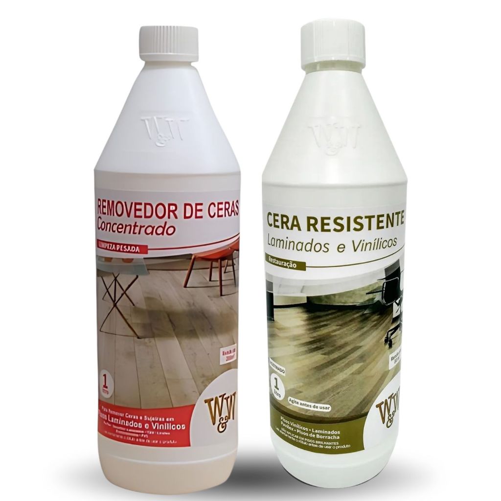 Kit Restauração Piso Laminado - Removedor de Cera Velha + Cera Resistente Acetinada Semi Brilho W&W