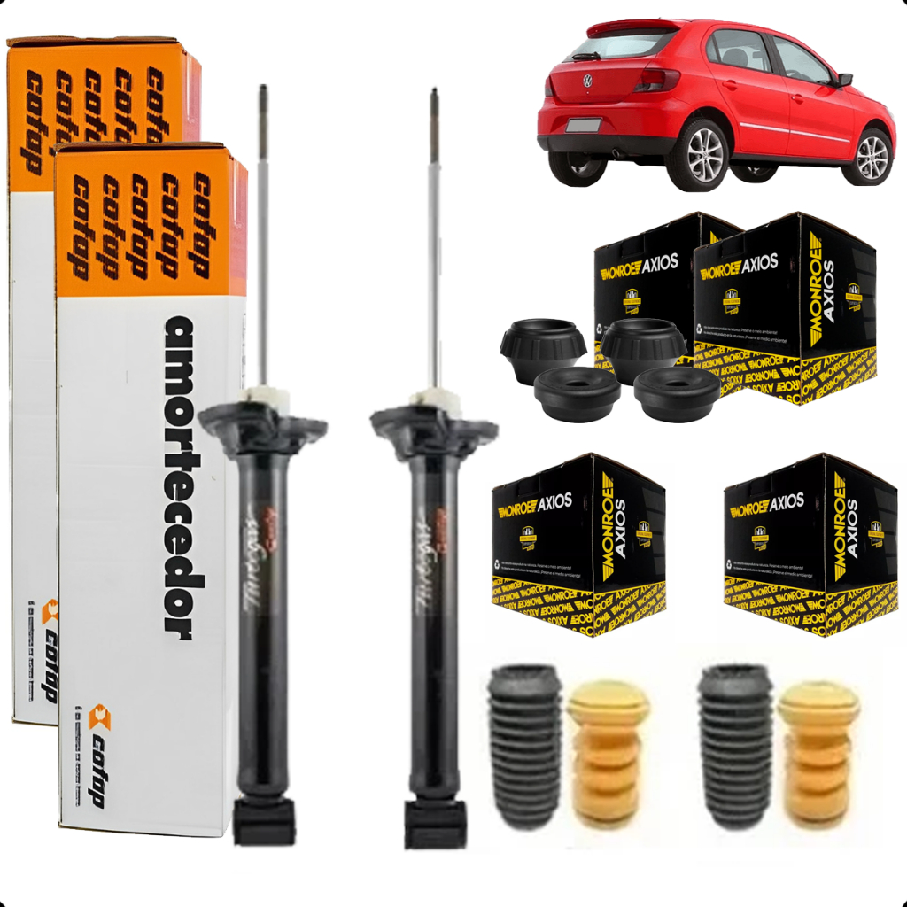 Par Amortecedor Traseiro Cofap + Kit Batente Coifa Coxim Axios Gol Voyage G5 G6 G7 - Novo - Original