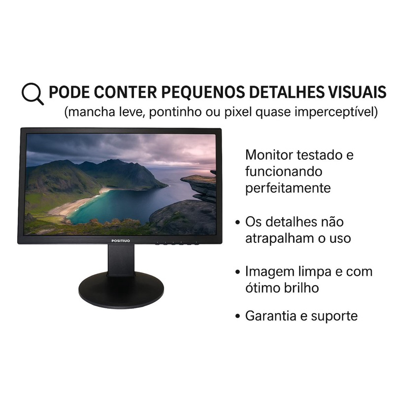Monitor 20” LED Positivo VGA DVI - Seminovo com Garantia -  Últimas peças do estoque!