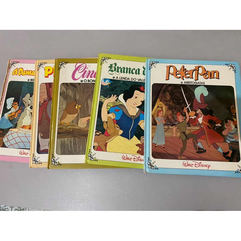 Livro coleção clássicos da disney - 5 Vols - Pinoquio, Peter Pan, Cinderela, Dama e o Vagabundos....
