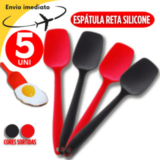 Jogo  5 Unidades Espátula de Silicone Espátula 27cm Grande Reta Cozinha Casa Buffet Linha Premium Suporta atè 230º