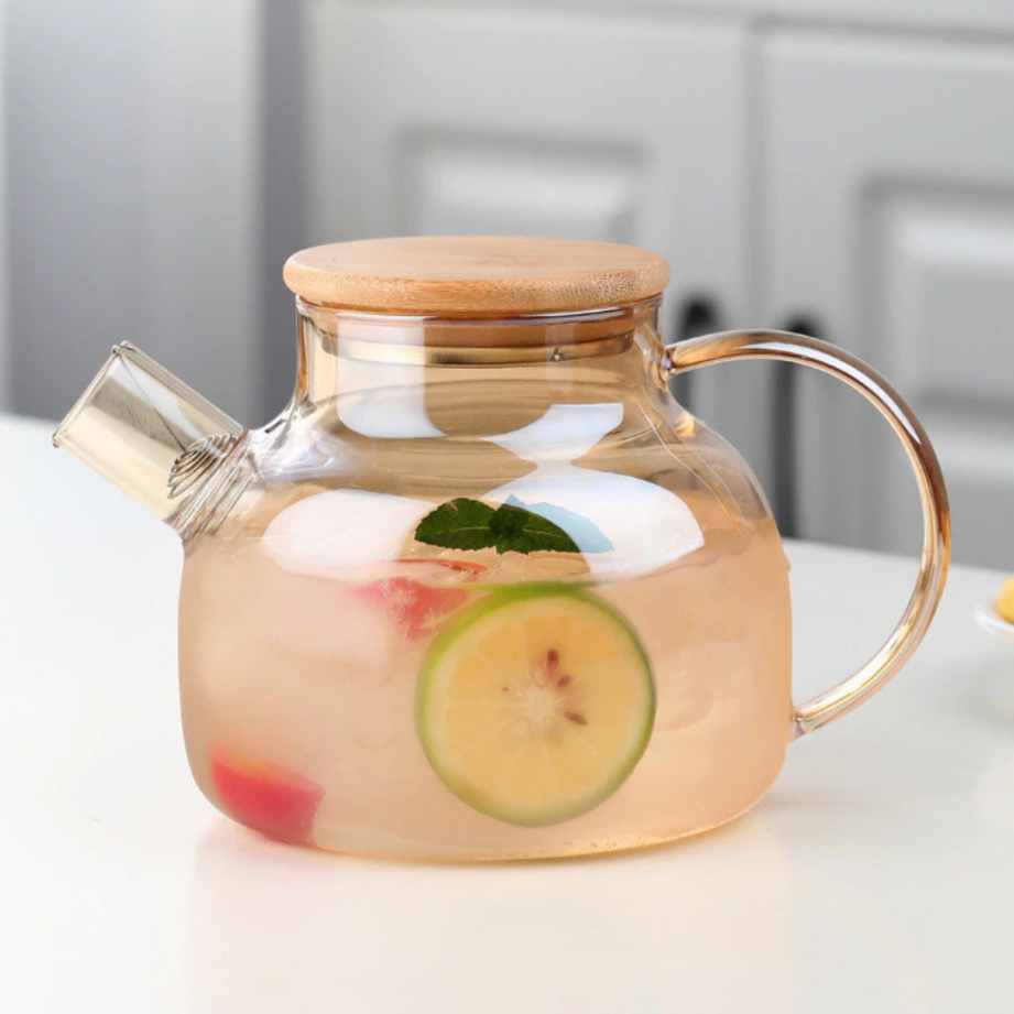Chaleira de Vidro Âmbar com Infusor 1L Bule Chá Resistente ao calor Para Café Cozinha em Oferta na Shopee