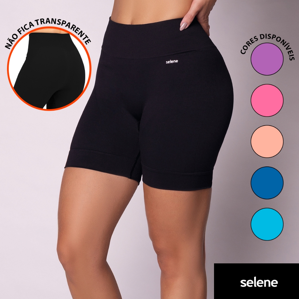 Short Selene Microfibra Academia Sem Costura Leg Legging Sem Transparência Bermuda Fitness...